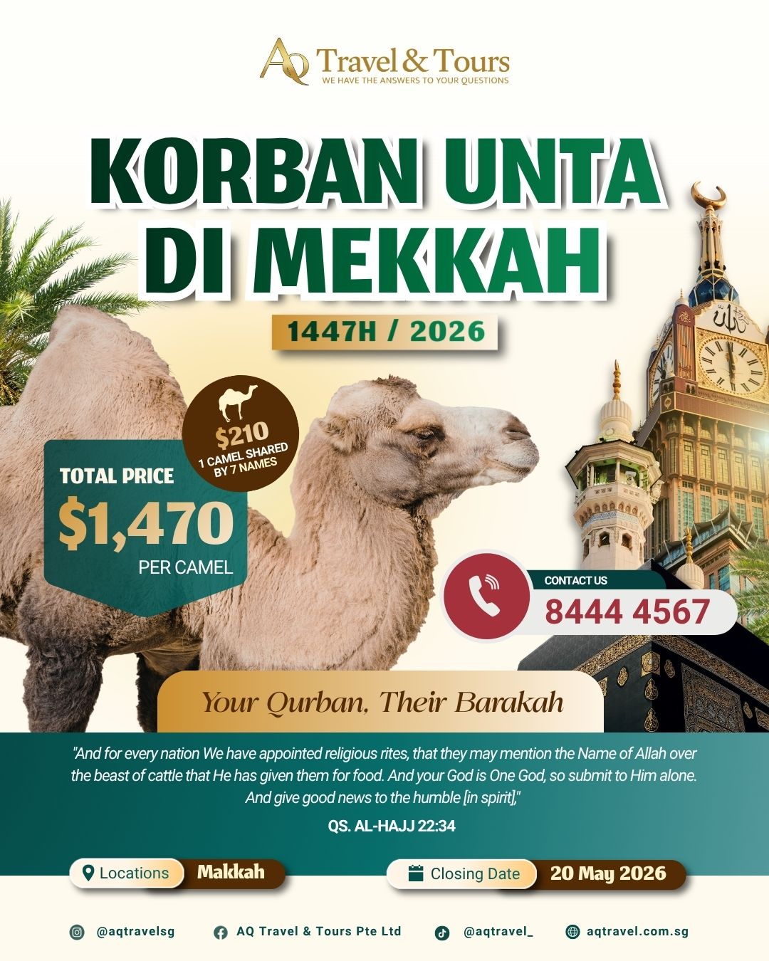 Qurban Unta in Makkah 2026 Package