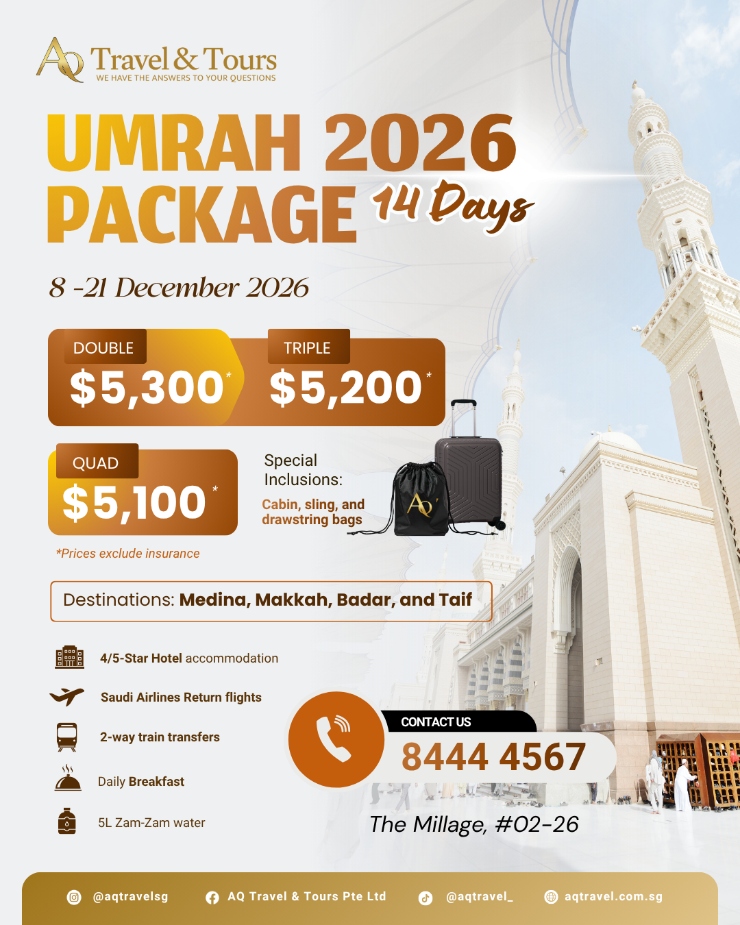 14-Day Umrah with Ziarah Taif and Badr | 8 Dec - 21 Dec