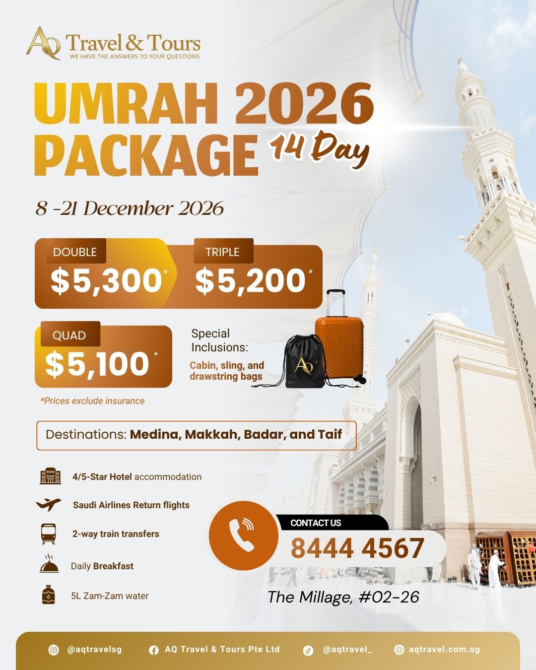 14-Day Umrah with Ziarah Taif and Badr | 8 Dec - 21 Dec
