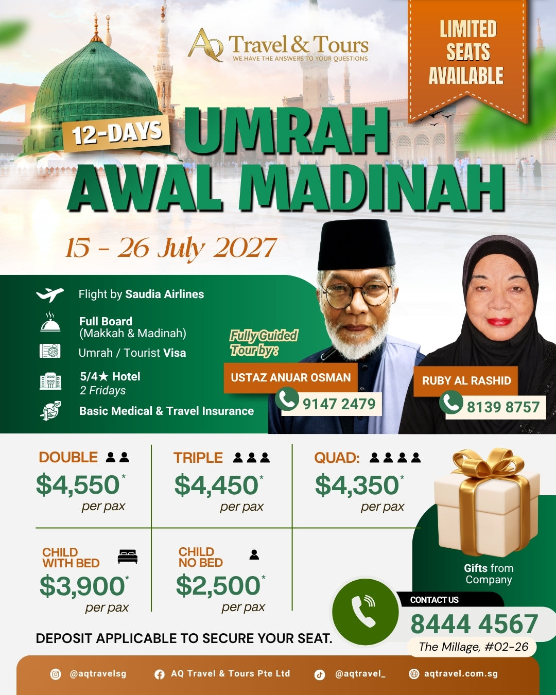 12-Day Umrah Awal Madinah | 15 - 26 July 2027