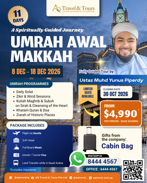 11-Day Umrah Awal Makkah with Ustaz Muhd Yunus Piperdy | 8 Dec - 18 Dec 2026